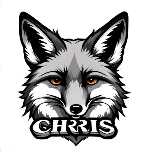 A Fox with the name Chris incorporated within the design tattoo design idea