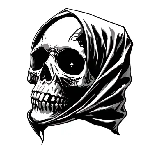 skull with a hood tattoo design idea