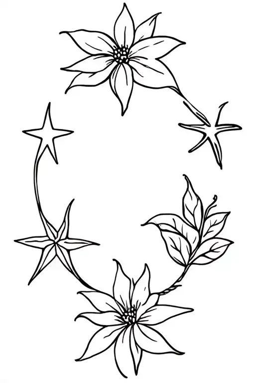 poinsettia and seastar and sunshine comes tattoo design idea