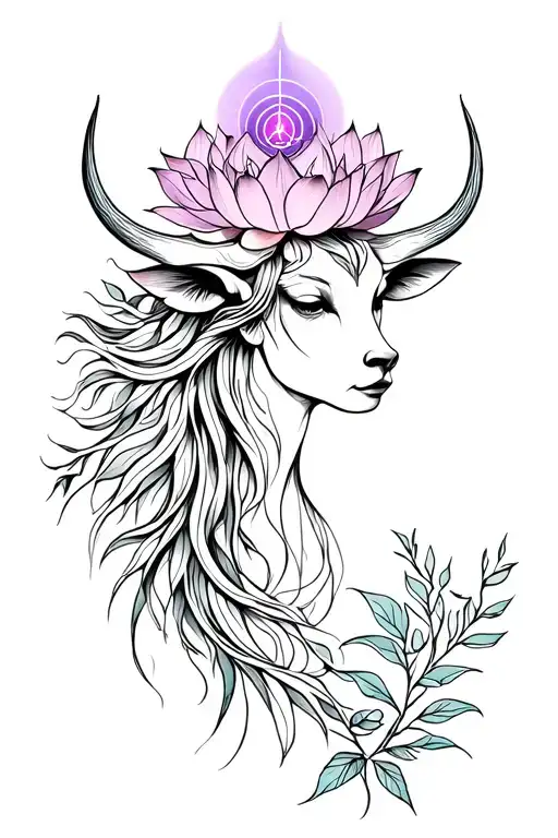 Taurus, lotus, throat chakra, flowers/plants/trees/nature tattoo design idea