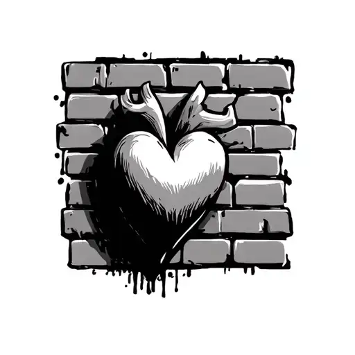 heart with a brick wall around it  tattoo design idea