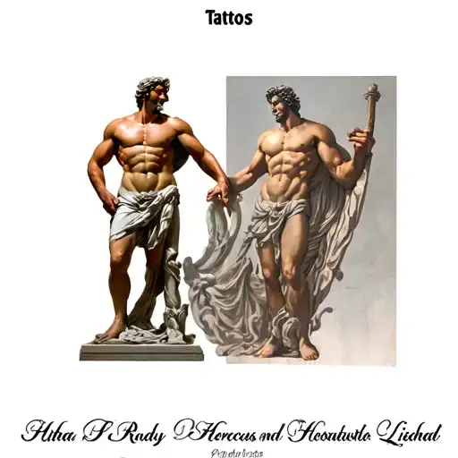 Hercules and lichas statue full body tattoo design idea