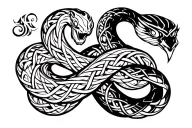 Celtic snake wrapped tattoo design idea