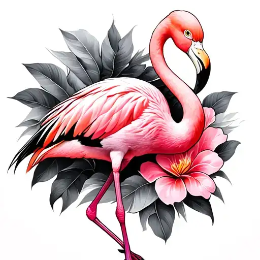 Pink Flamingo tattoo design idea