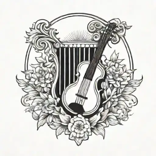 apollo lyre sun tattoo design idea