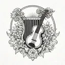 apollo lyre sun tattoo design idea