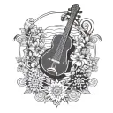 apollo lyre sun tattoo design idea