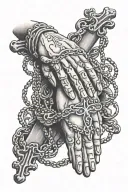 praying hands rosary  tattoo design idea
