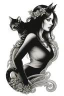 freya and cat  tattoo design idea