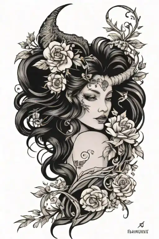 Taurus, Virgo, Gemini, cancer with flowers  tattoo design idea