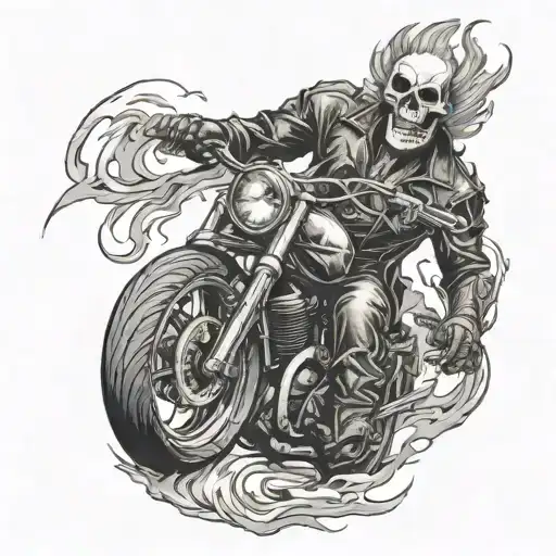  ghost rider full body with bike tattoo design idea