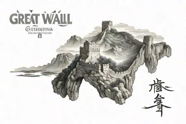 end of the great wall of china tattoo design idea