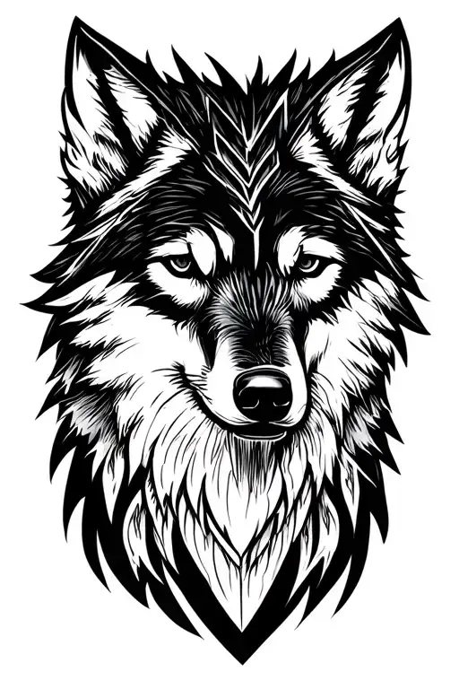 norse wolf head tattoo design idea