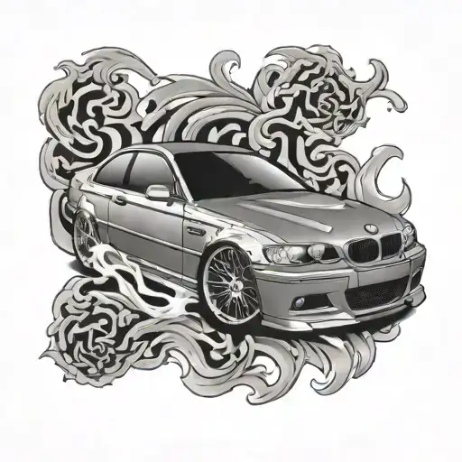 BMW E46 with flames tattoo design idea