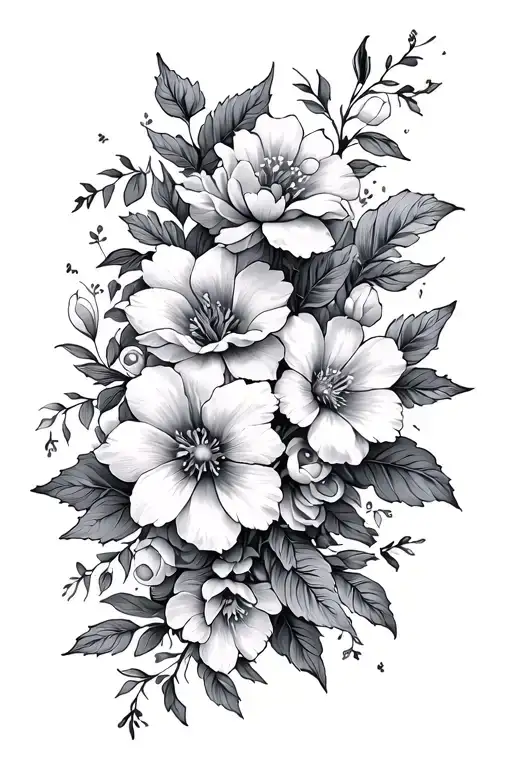 floral vines and flowers with hidden mental health meaning  tattoo design idea