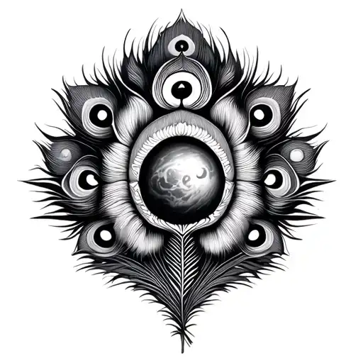 Mahabharat Krishna's peacock Feather , Chakra Planets Galaxy tattoo design idea