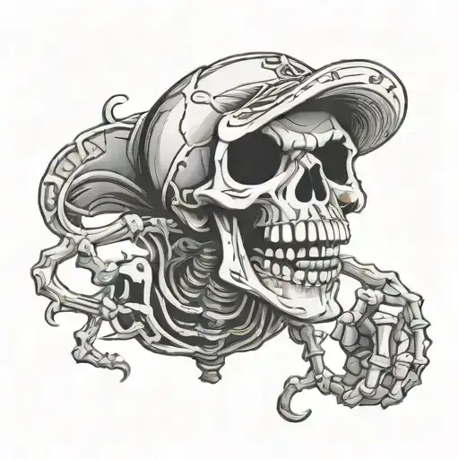 cartoon laughing skeleton tattoo design idea