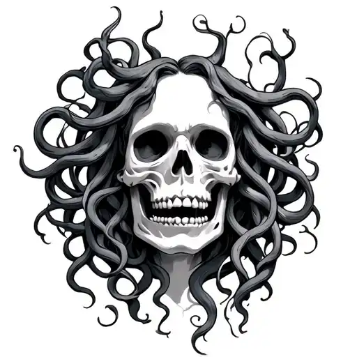 Medusa skeleton tattoo design idea