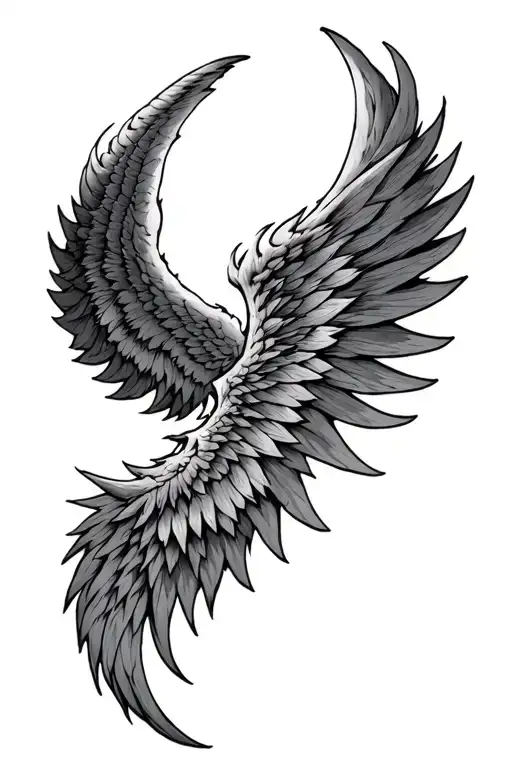 angel wing morphing into demon wing spread tattoo design idea