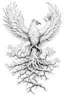 banyan tree with phoenix rising from addiction tattoo design idea