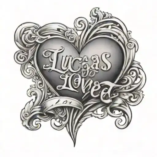 A heart with the name Lucas in it tattoo design idea