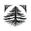 single pine tree with roots exposed tattoo design idea