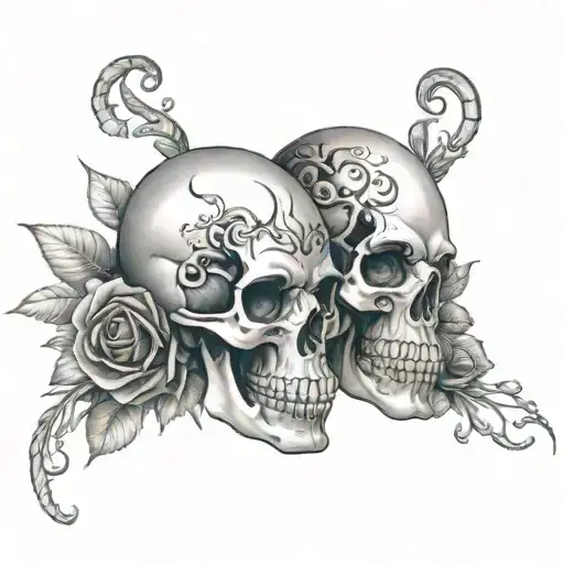 skull and rosse with nidhi name intertwined tattoo design idea
