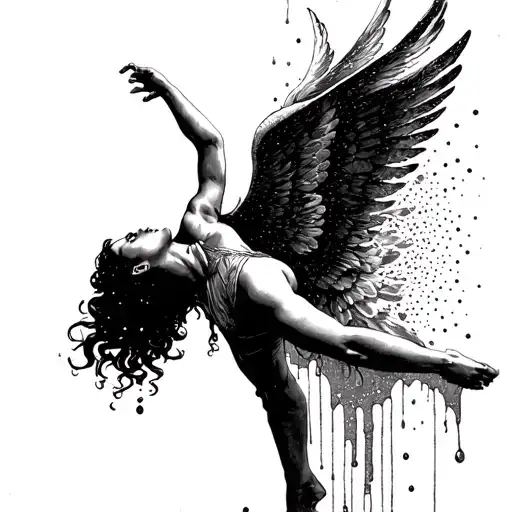 Icarus as a woman falling through the sky with her wax wings melting  tattoo design idea