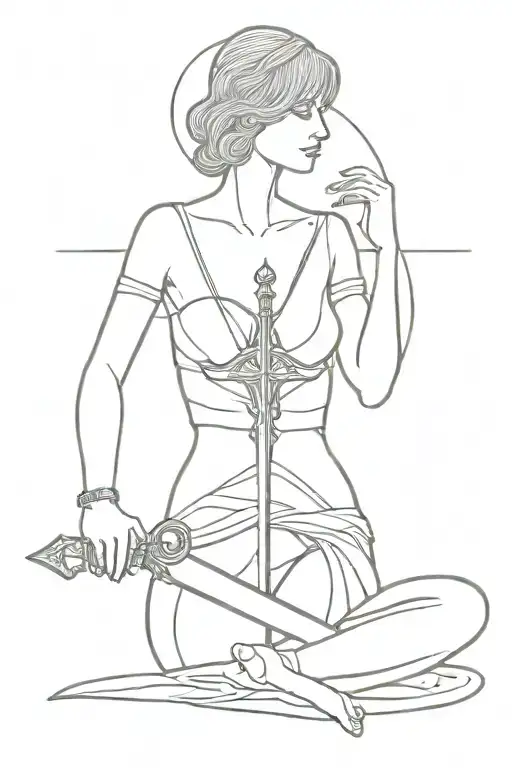 Themis holds scales in her hand and a sword in the other tattoo design idea