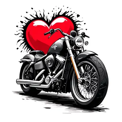 motorcycles with a heart tattoo design idea