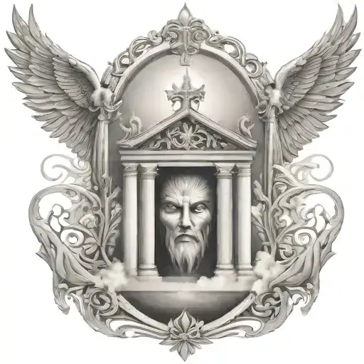 father son and holy spirit Heaven gate tattoo design idea