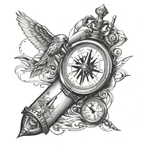 forearm half sleeve aviation tattoo connect to compass connect to clock with birthday 9/2/2021 tattoo design idea