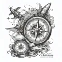 forearm half sleeve aviation tattoo connect to compass connect to clock with birthday 9/2/2021 tattoo design idea