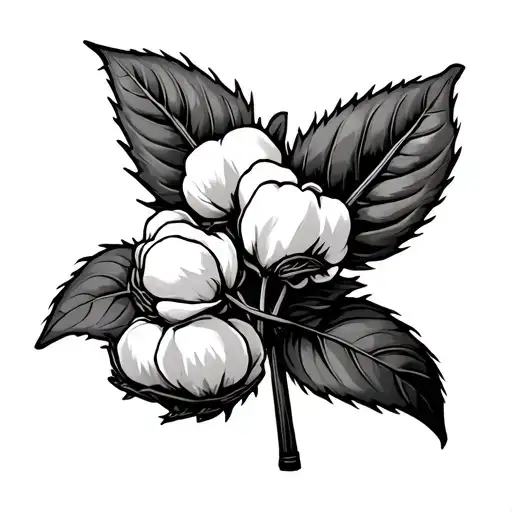 cotton plant wrapped in barb wire tattoo design idea