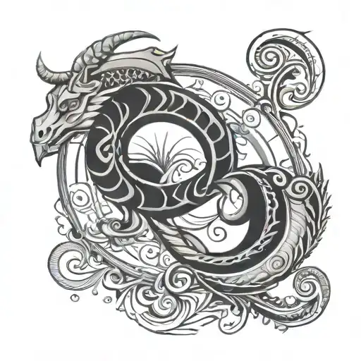 Capricorn and pisces sign tattoo design idea