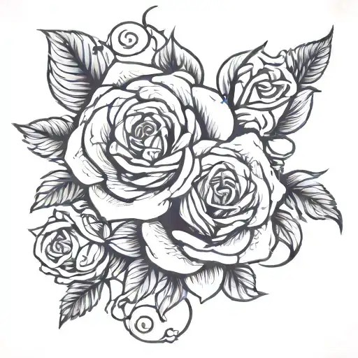 rose intertwined tattoo design idea