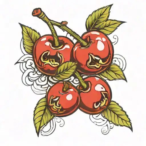 two cherries tied tattoo design idea