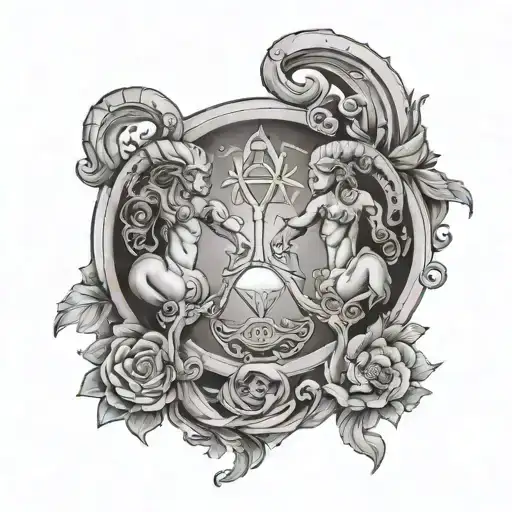 aries and libra zodiac sign tattoo design idea