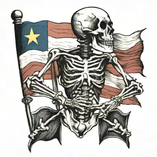 skeleton and venezuelan flag flying tattoo design idea