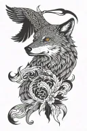 wolf, phoenix, scales, tattoo design idea