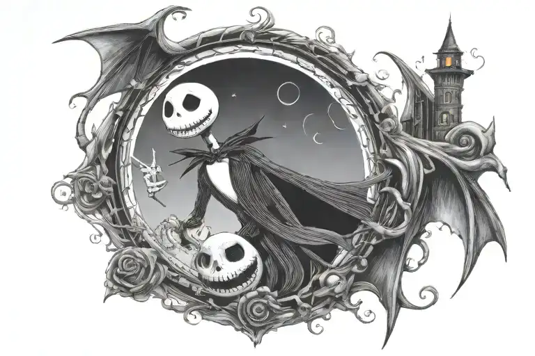 nightmare before Christmas, jack, oogie boogie,  tattoo design idea