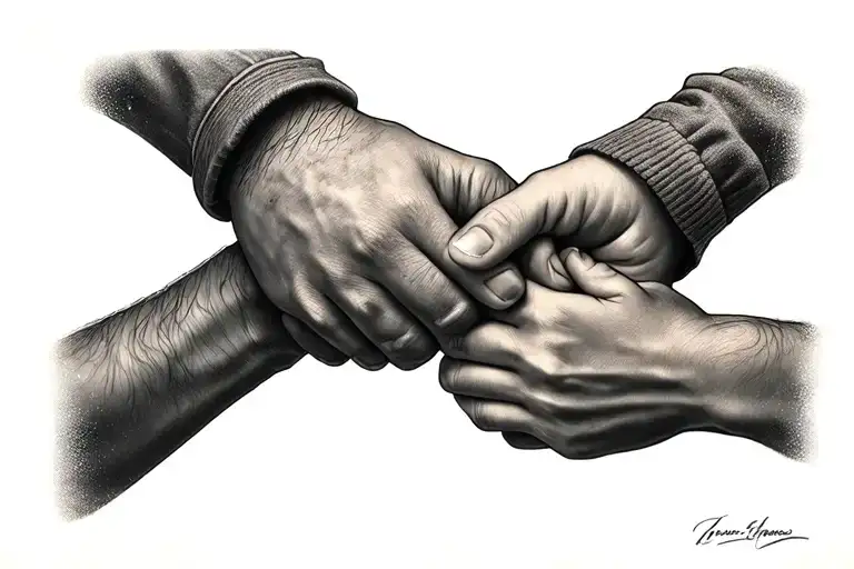 dad and son holding hands  tattoo design idea