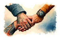dad and son holding hands  tattoo design idea
