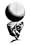 sisyphus pushing a rock , fibonacci spiral graph tattoo design idea