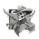 skeleton cowboy black grey American traditional  tattoo design idea
