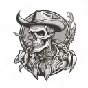 skeleton cowboy black grey American traditional  tattoo design idea