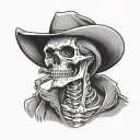 skeleton cowboy black grey American traditional  tattoo design idea