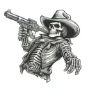 skeleton cowboy black grey American traditional  tattoo design idea