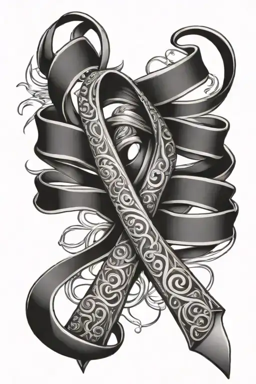 lung cancer ribbon tattoo design idea