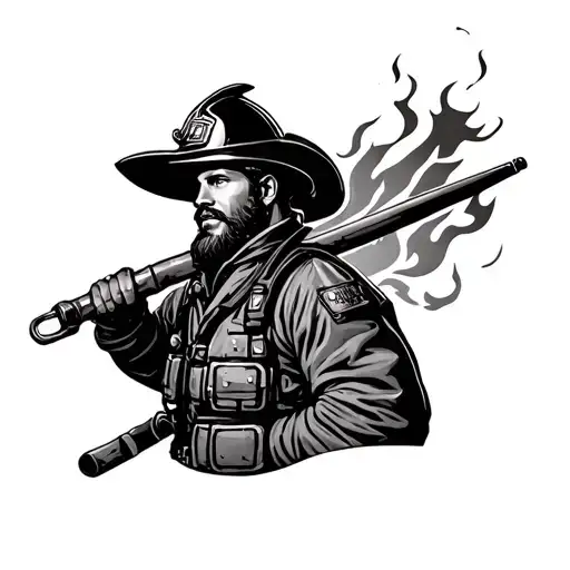 St Florian firefighter with burning tattoo design idea
